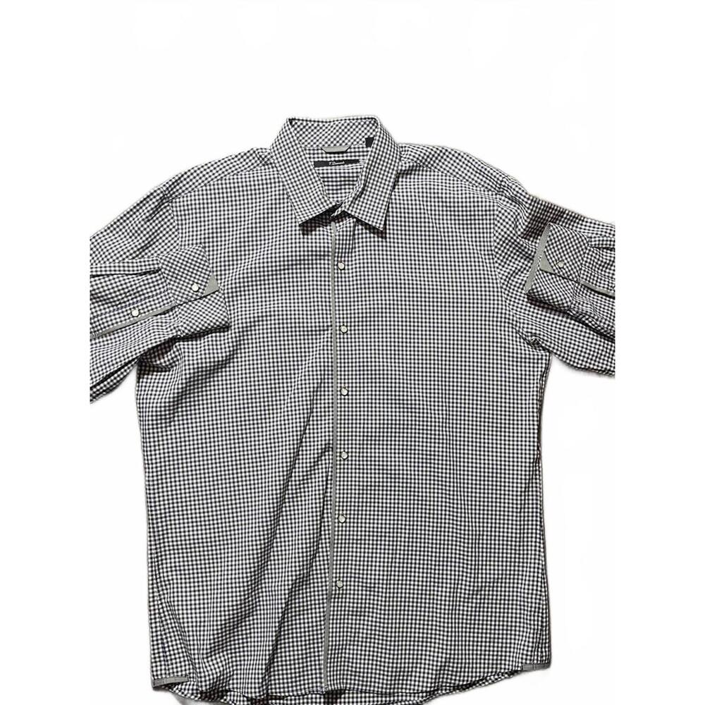 7 Diamonds Gingham‎ Snap Button up Mens Large Long Sleeve - Picture 2 of 5